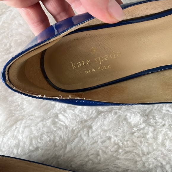 Kate spade royal blue patent peep toe wedge pump sz 9.5M - Picture 11 of 14